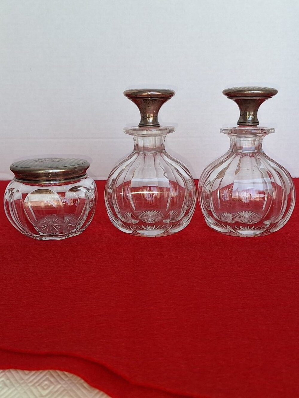 Vintage Crystal Glass Perfume Bottle Set